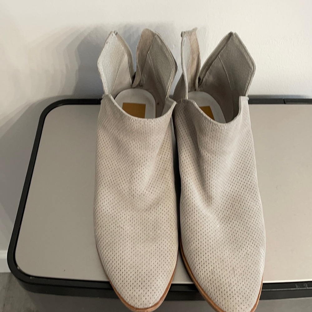 Smoke gray suede ankle boots
